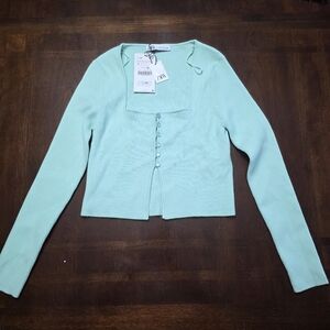 Zara Light Green Women's Cardigan